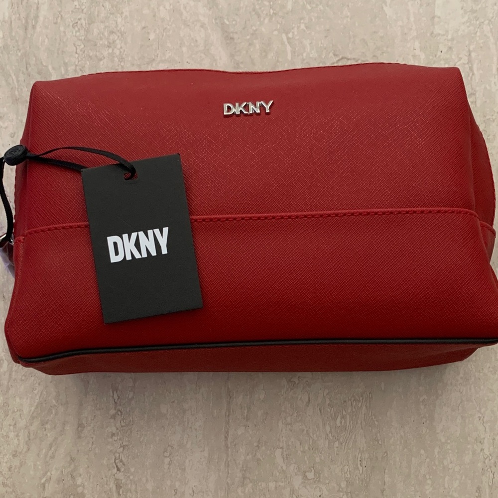 DKNY Red Saffiano Cosmetic Pouch